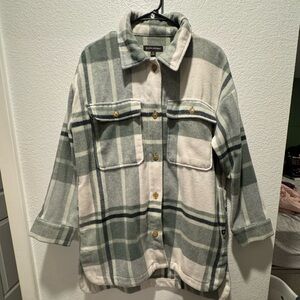 Banana Republic Green and Cream Plaid Overshirt